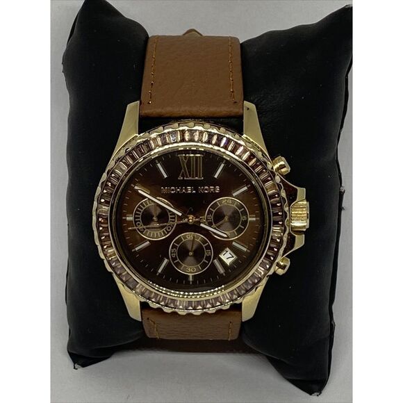 Michael Kors Everest MK5873 Women's Brown Leather Analog Dial Quartz Watch JK568 - Picture 3 of 12